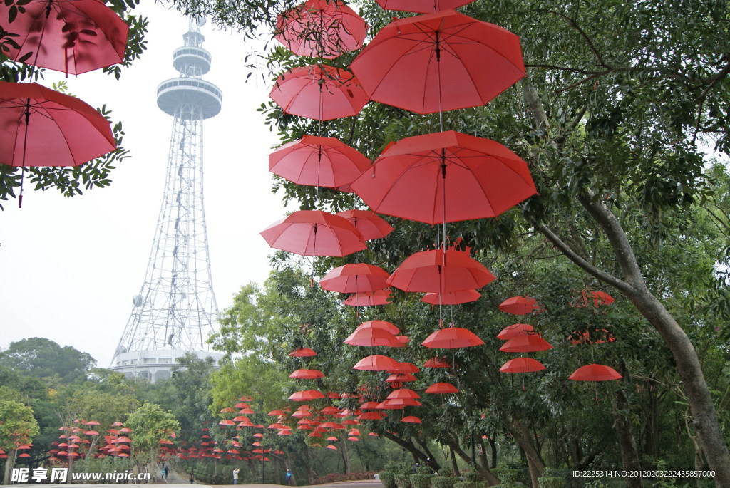 春节气氛 红伞