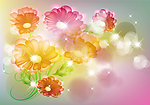 梦幻花纹花朵矢量