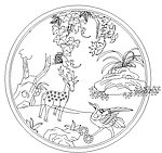 	梅花鹿圆屏