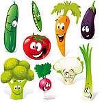 可爱蔬菜表情矢量