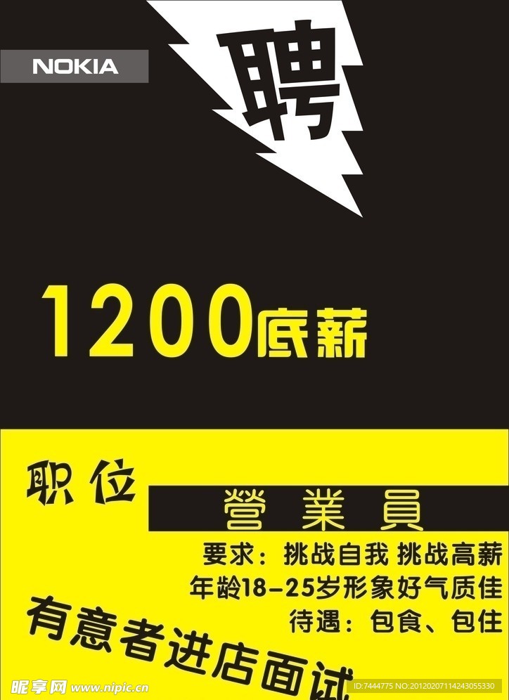 诺基亚LOGO 诺基亚标志 招聘广告 招工广告