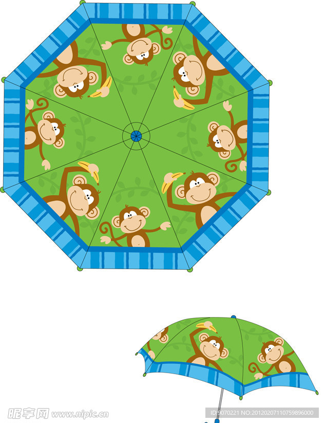 猴子卡通伞设计