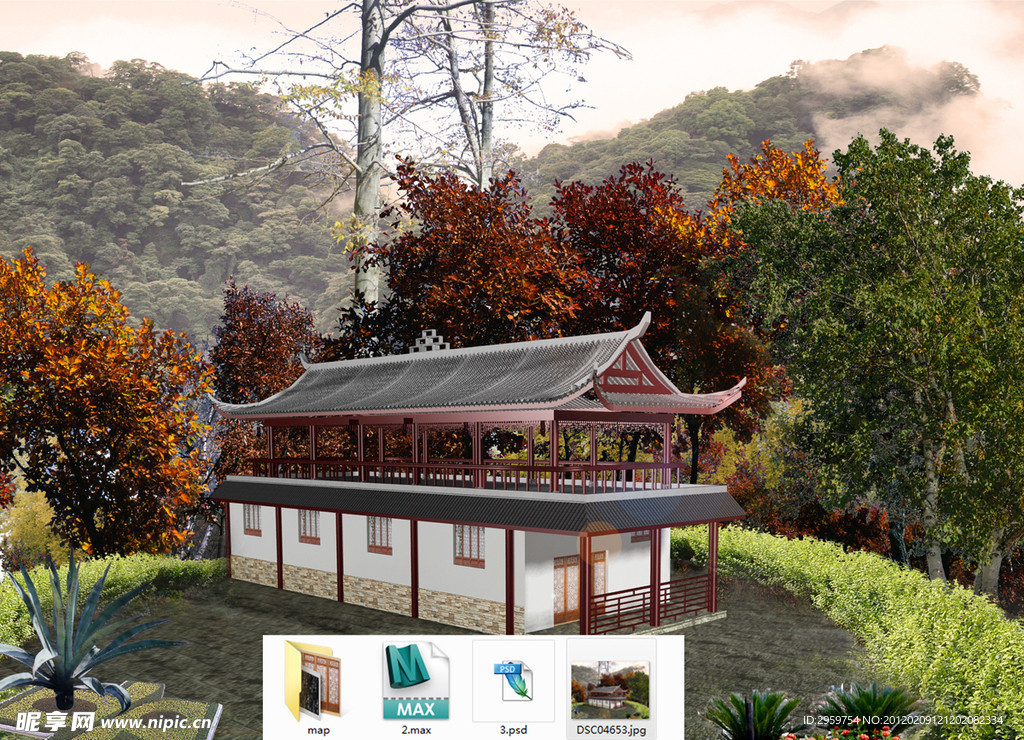 古建筑廊停