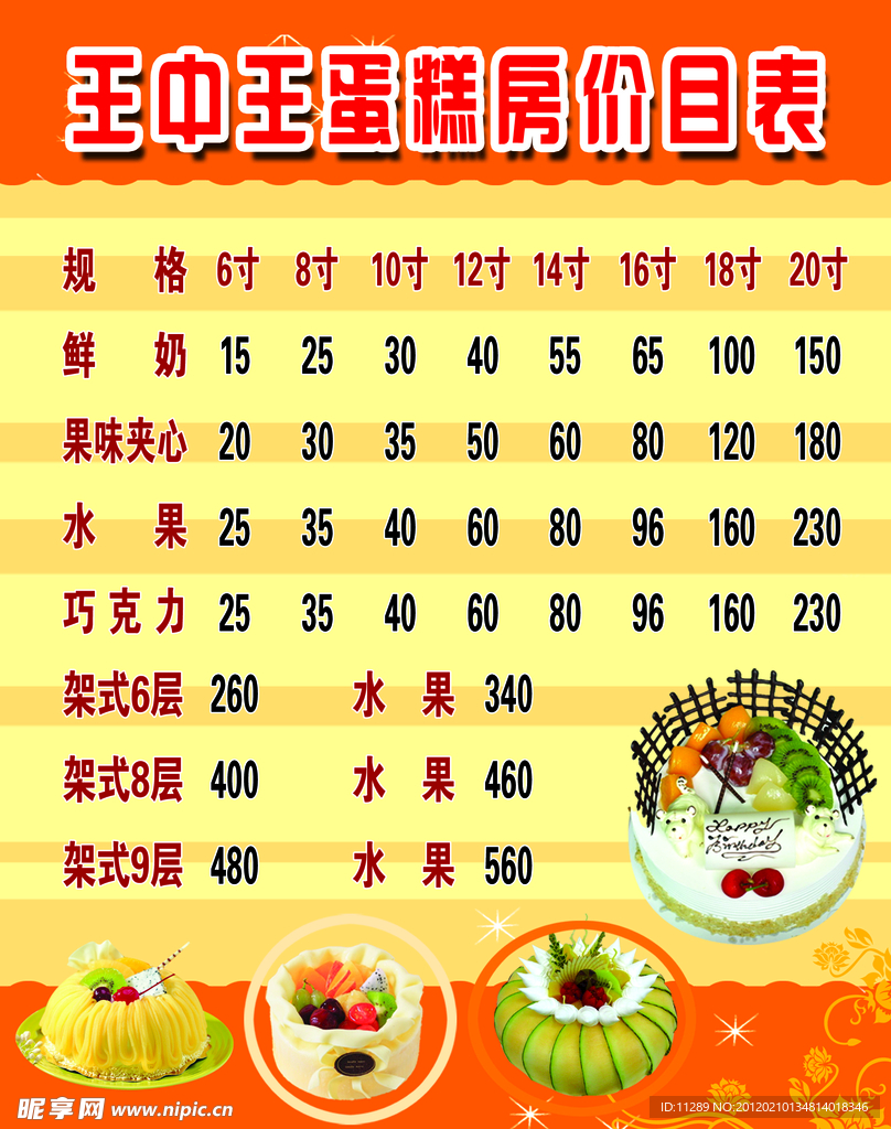 价目表