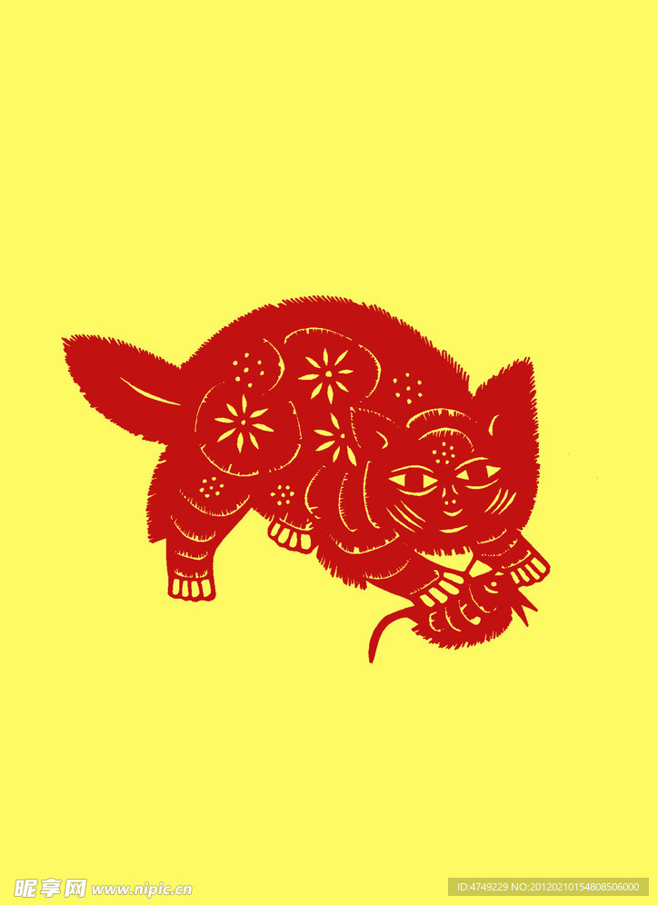剪纸 猫捉老鼠