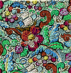 时尚线描花卉