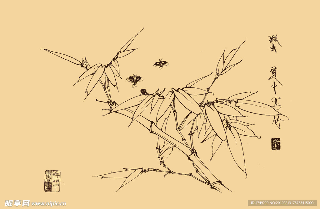 白描竹子