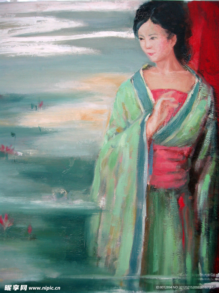 古装美女油画