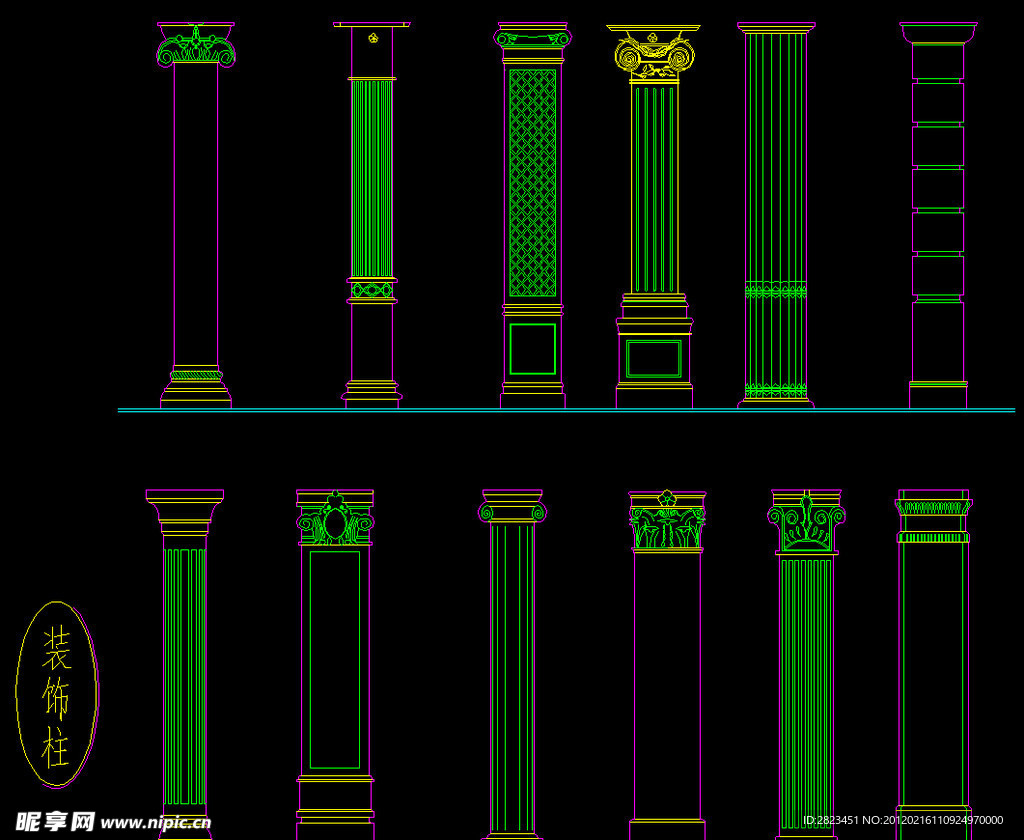 欧式构造 装饰柱总图