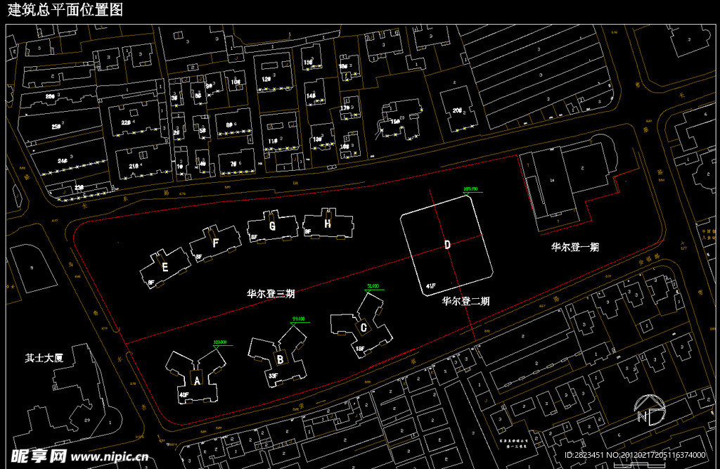 上海华尔登广场 建筑总平面位置图
