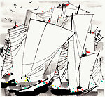 水墨画《帆》