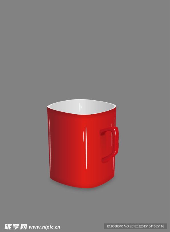 超质感矢量经典红色咖啡杯