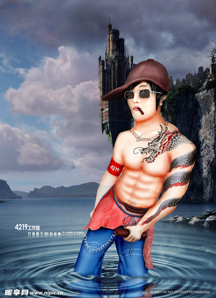 帅气纹身男