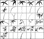 整套水墨画风格竹叶竹子枝杆笔刷