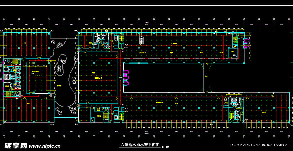 TCL工业研究院 六层给水排水管平面图