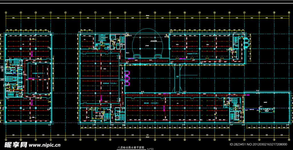 TCL工业研究院 八层给水排水管平面图