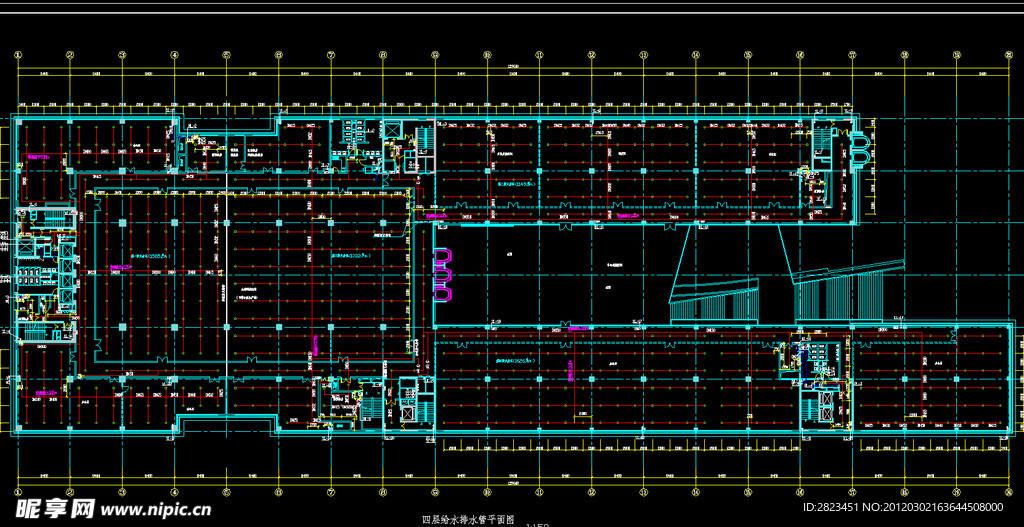 TCL工业研究院 四层给水排水管平面图