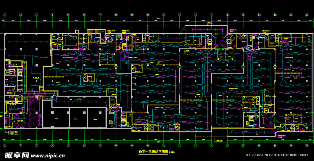 TCL工业研究院 地下一层照明平面图
