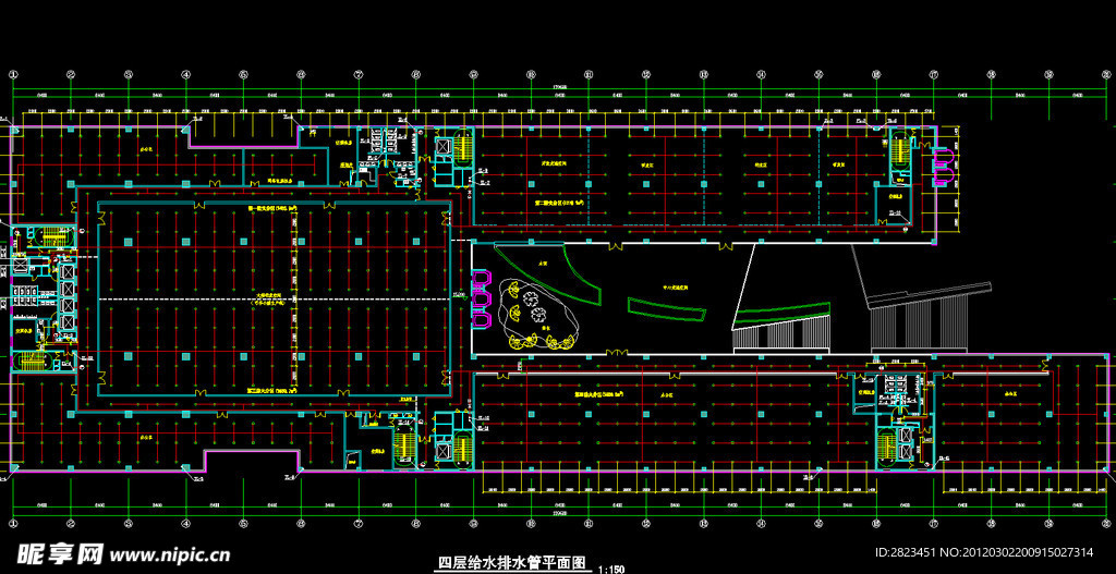 TCL工业研究院 四层给水排水管平面图