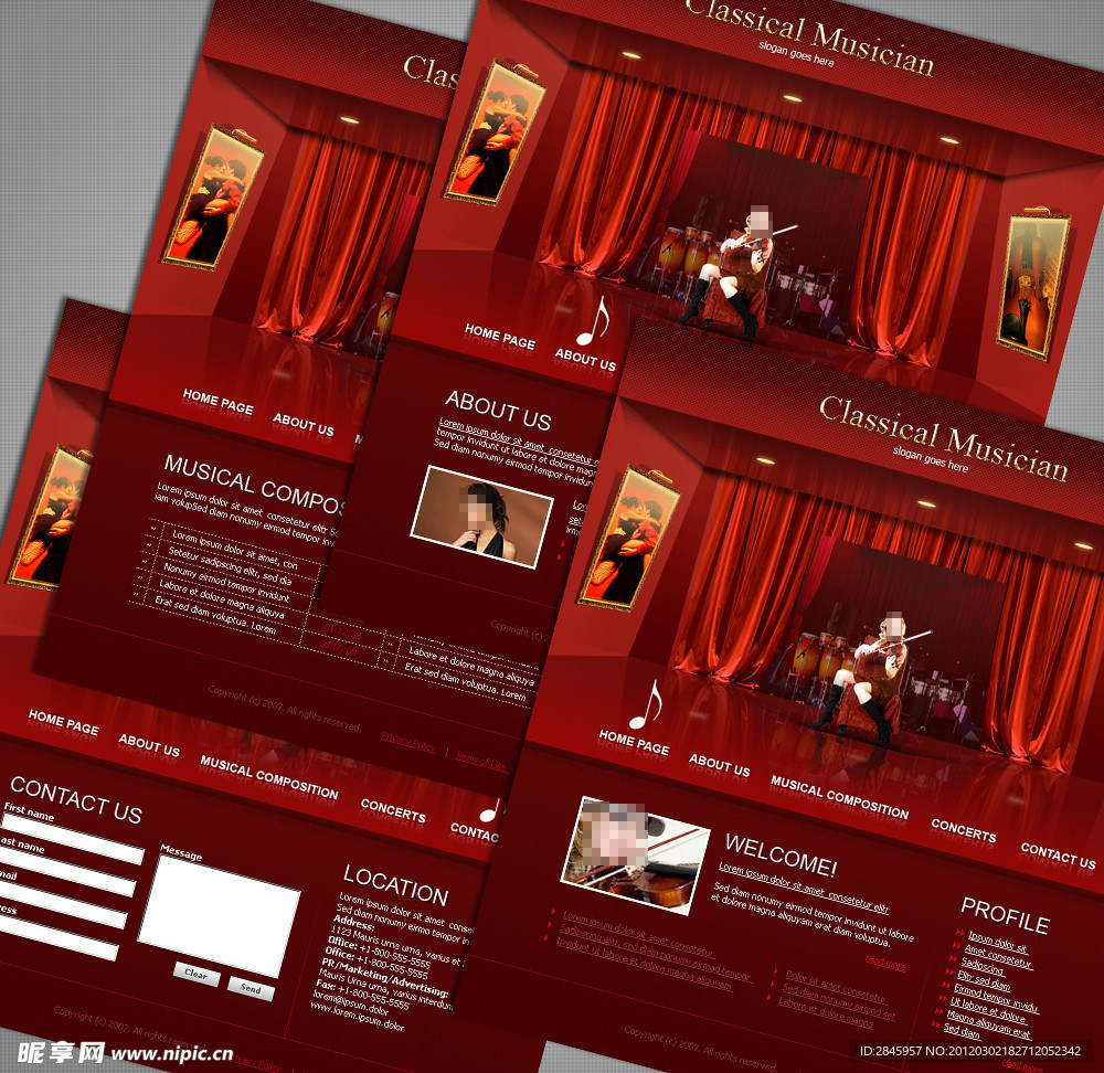 红色古典音乐网页模板