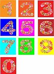 可爱花朵数字