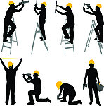 建筑工人剪影