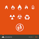 垃圾回收防火防辐射警告矢量公共标志