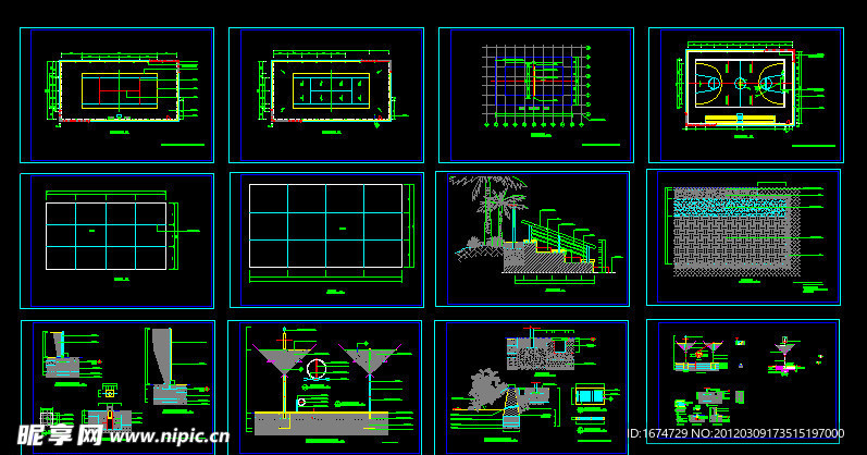 网球篮球排球场施工图标准图集