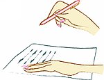 女生写字的手势