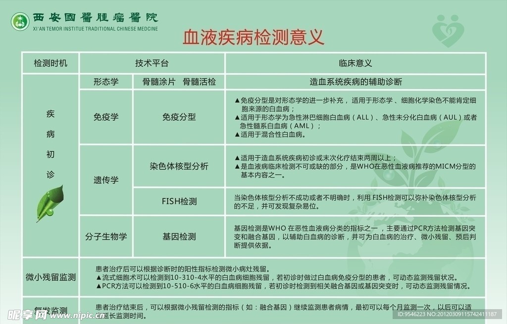 医院血液病展板