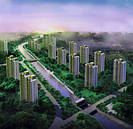 小区树林河道鸟瞰图