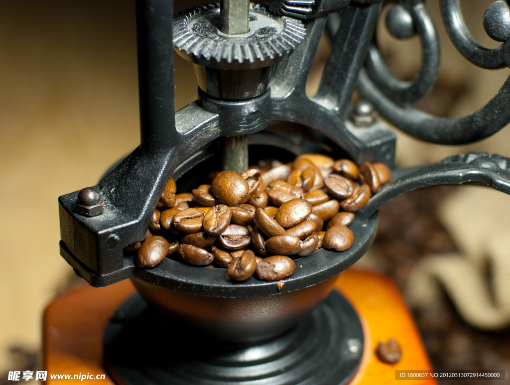 咖啡豆研磨器特写