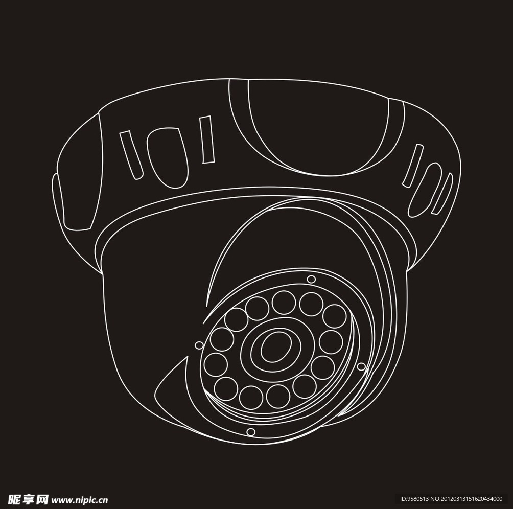 手绘监控摄像机