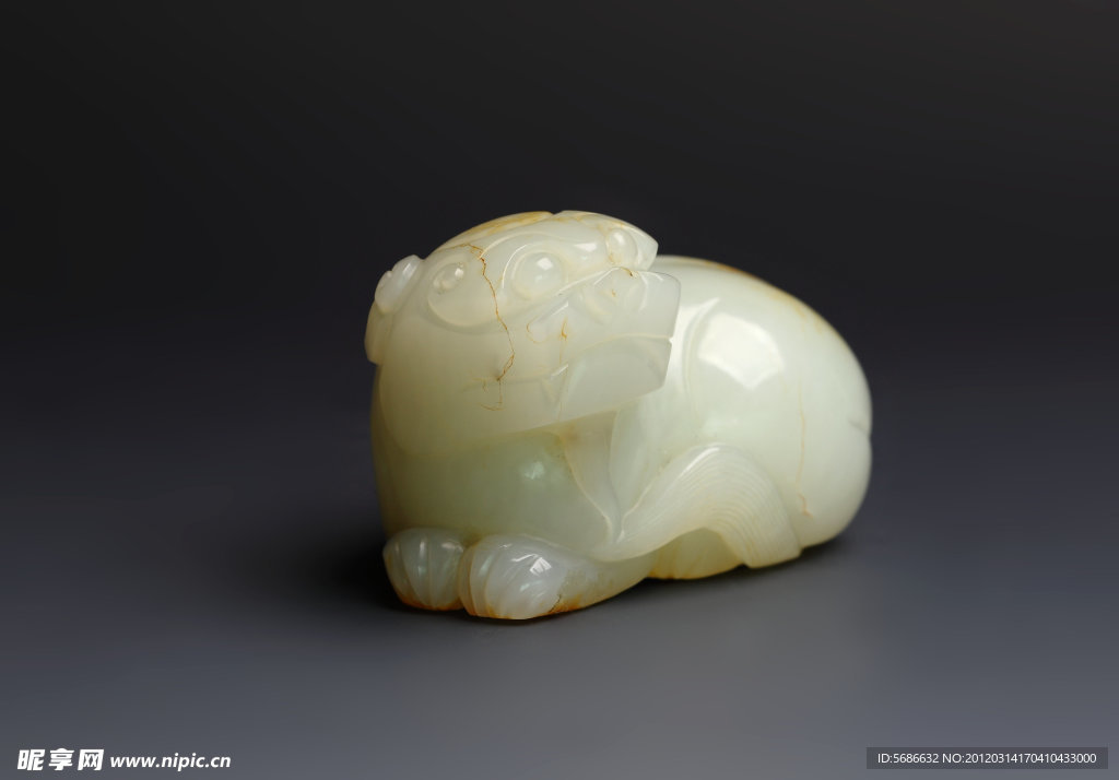 玉器 白玉兽手把件