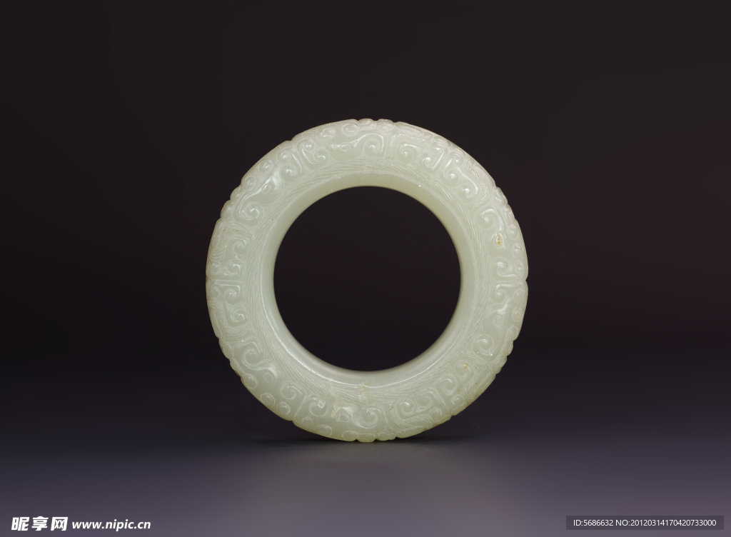 玉器 白玉兽纹环(圆形)
