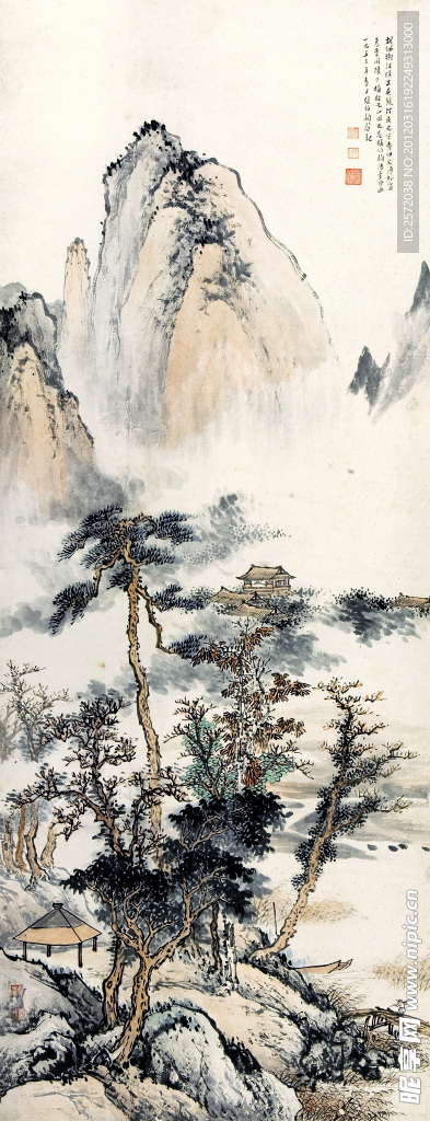 云山寺院图