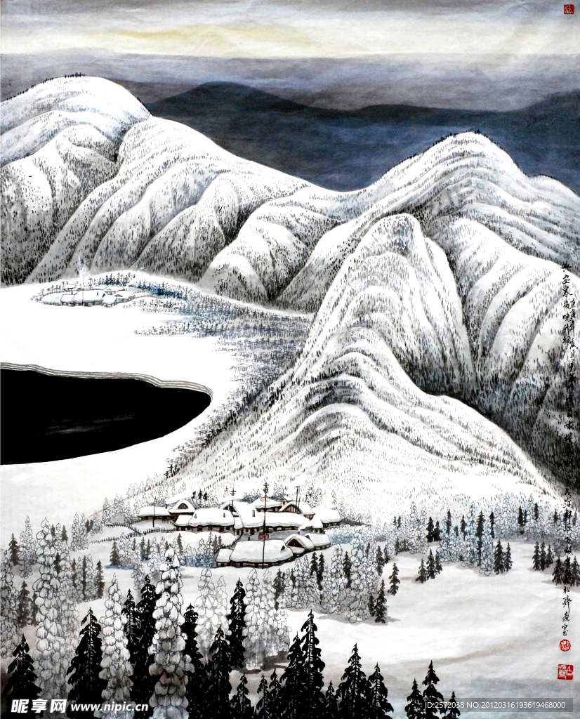兴安寒岭晚升烟