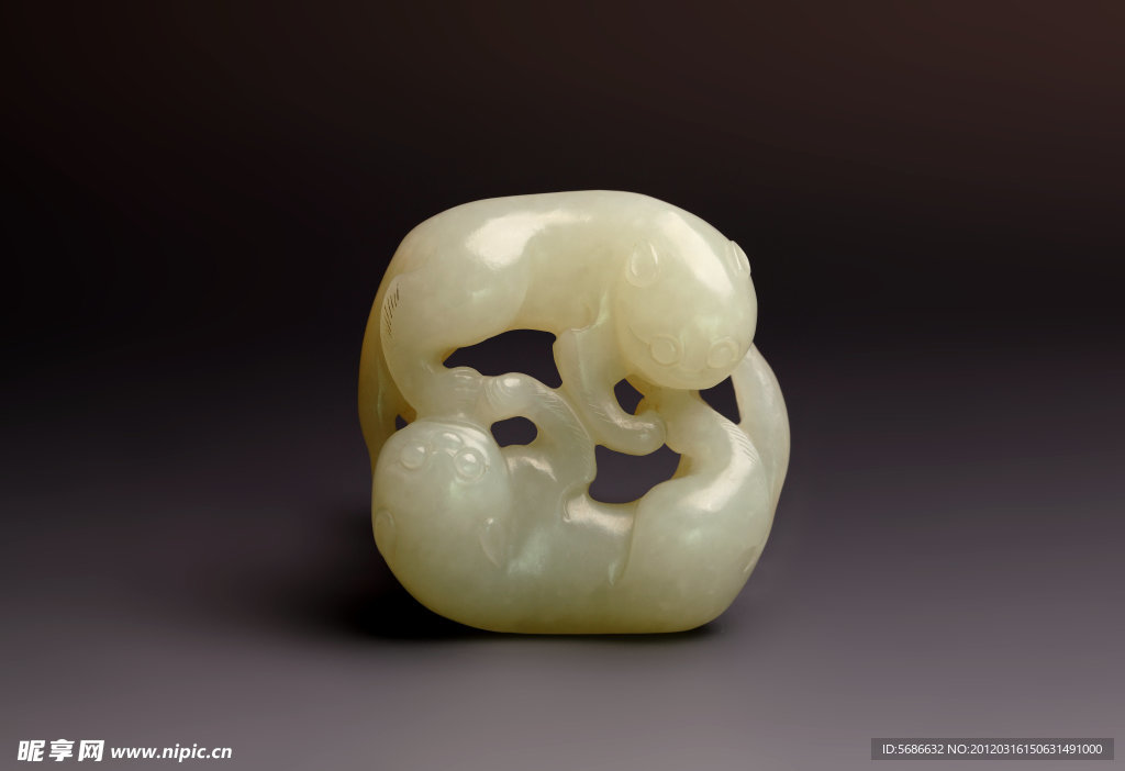 玉器 双欢小摆件