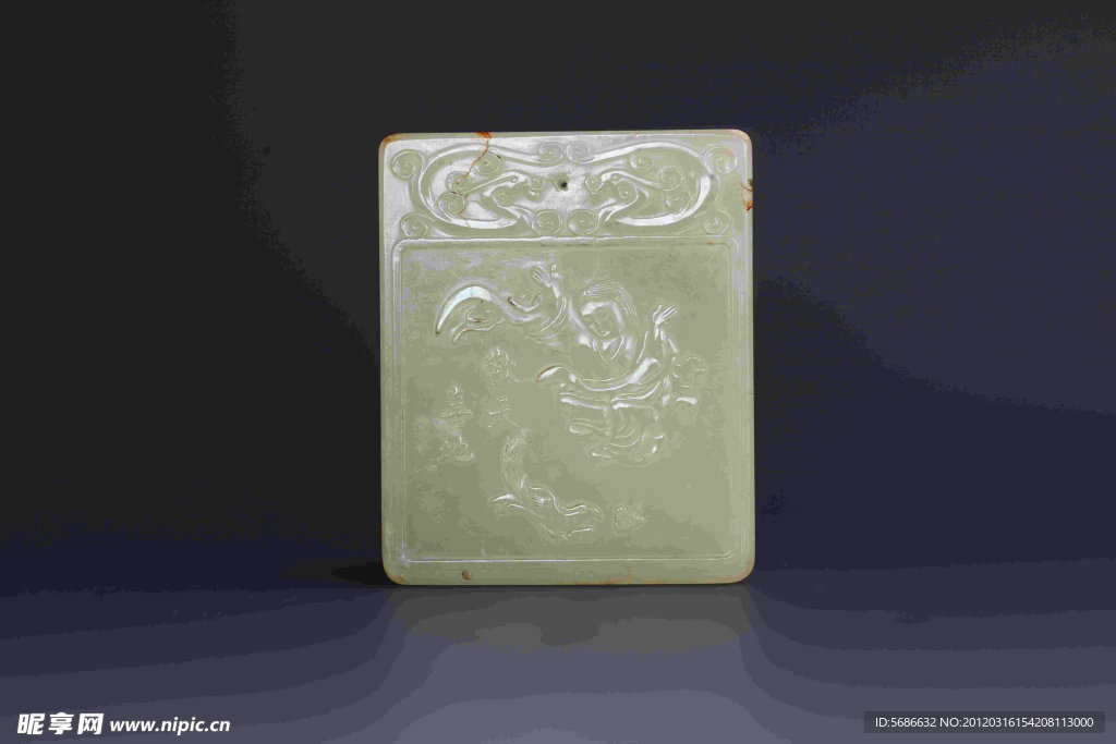 玉器 黄玉欢天喜地腰牌