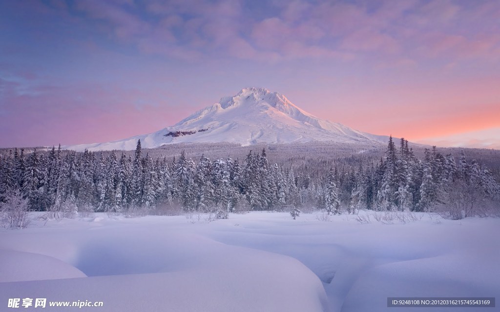 夕阳雪景