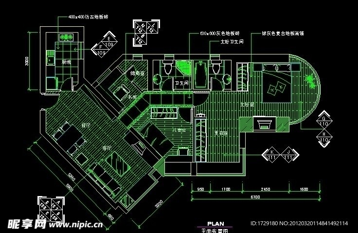 三居室实套平面图