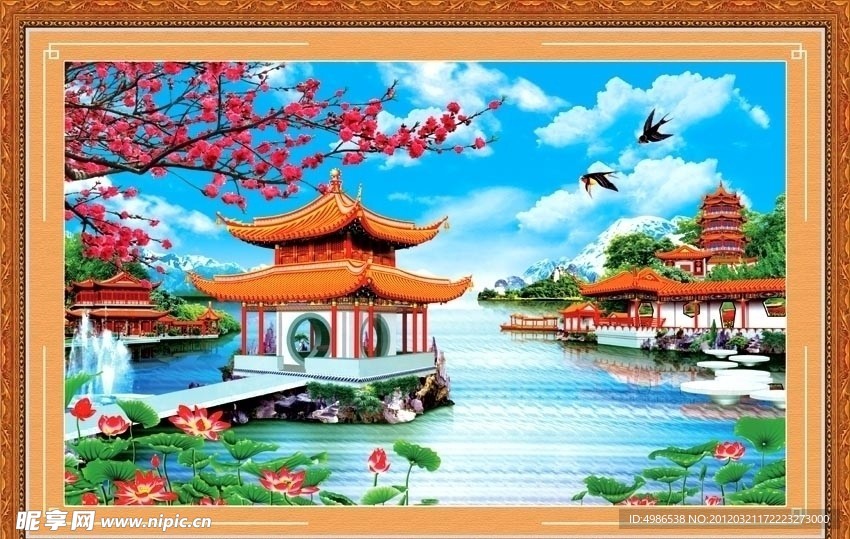 溪地风光 风景画