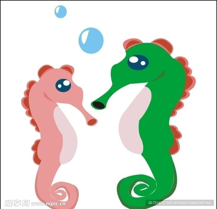 红色和绿色海马