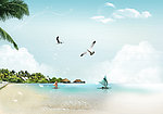 沙滩 海滩 海边画