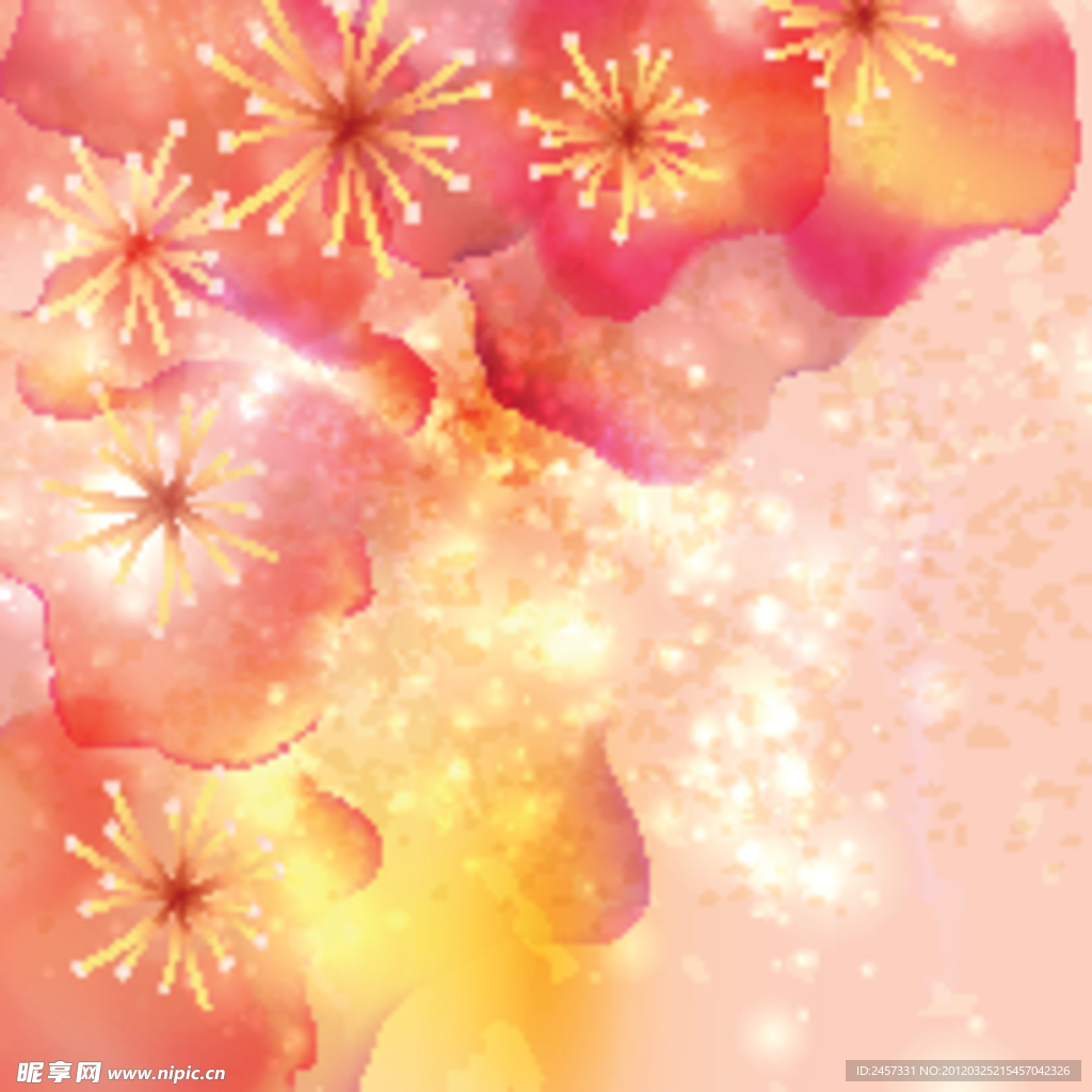 鲜艳梦幻花纹花朵