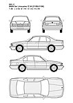 宝马5系 BMW 5er Limousine E34(01 89 01 96)汽车线稿图片