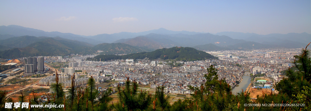 长汀县城鸟瞰全景