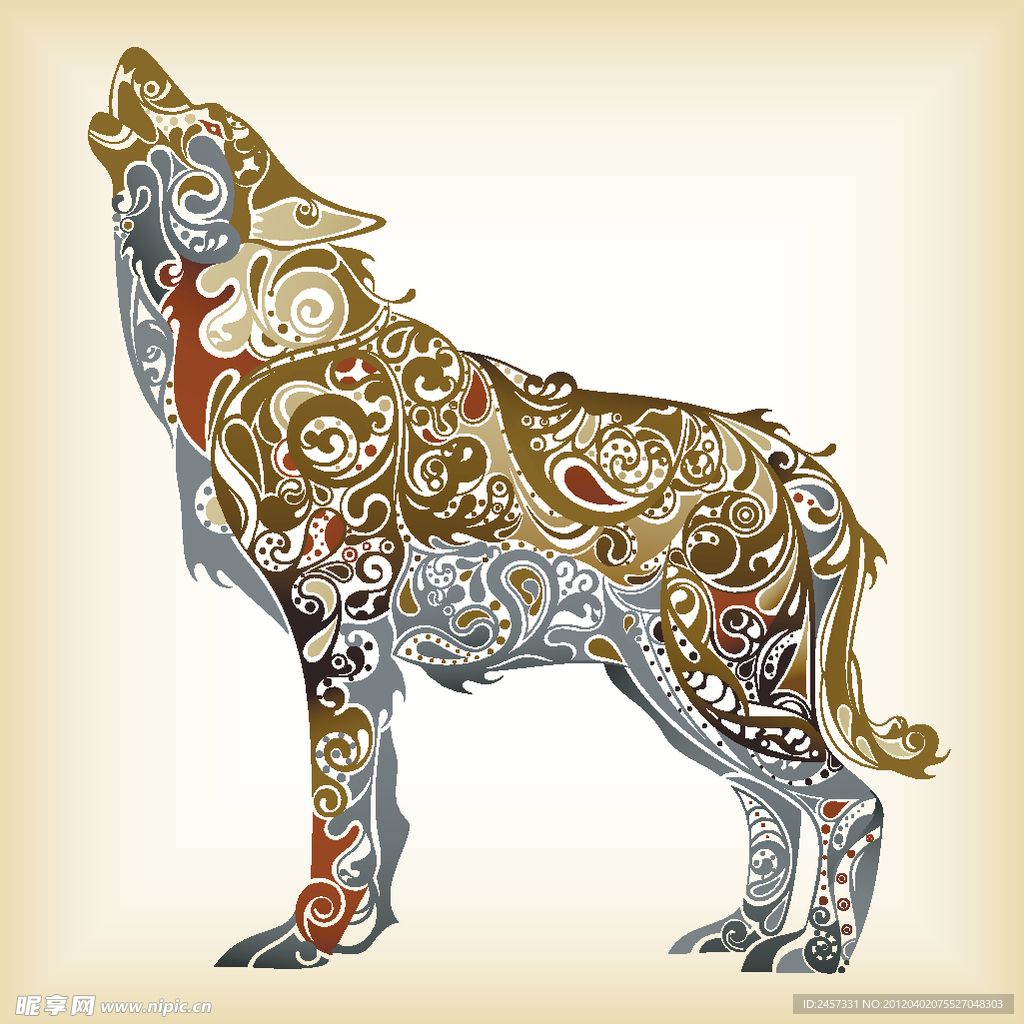 吼叫的狼花纹