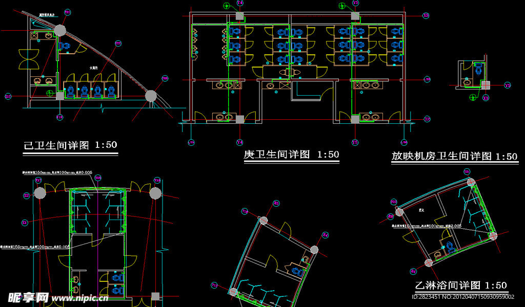 师范大学体育馆 卫生间 沐浴间详图