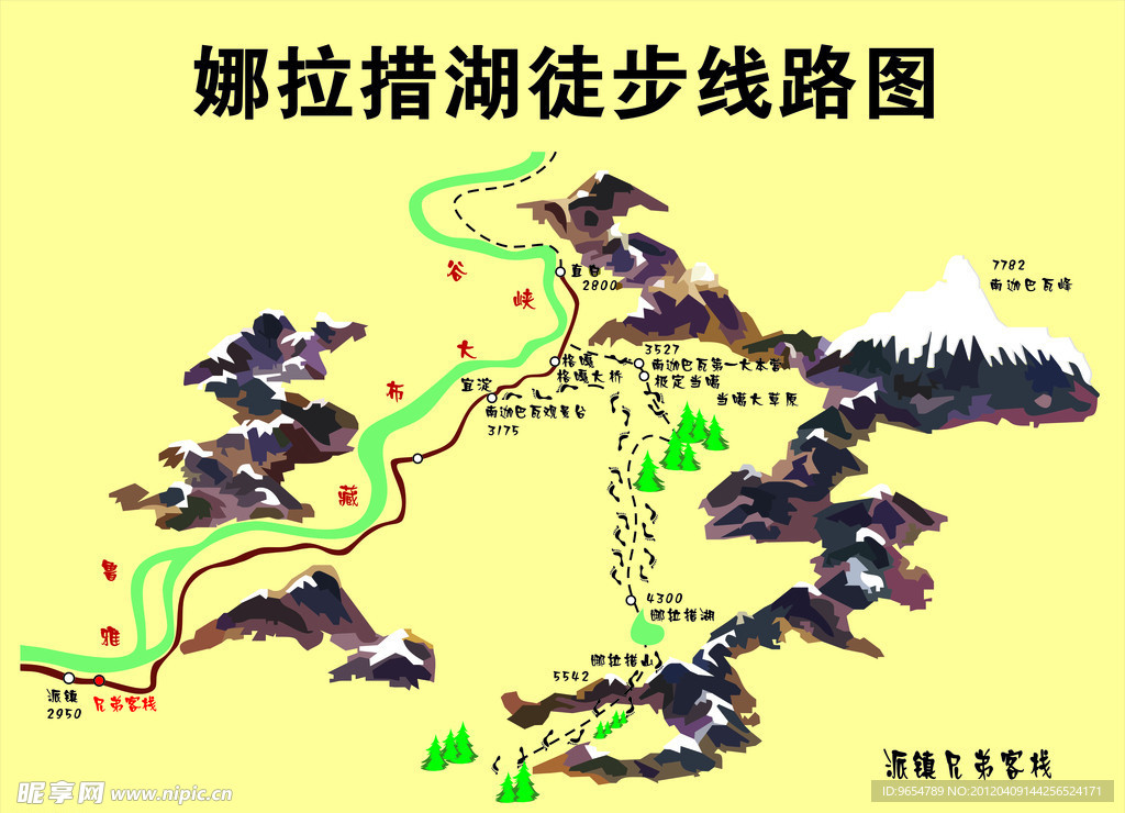 娜拉措湖徒步线路图